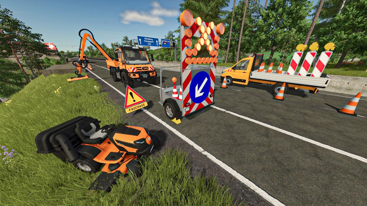 Travaux de Voirie sur L'Autoroute ! Tonte, éparage, Nettoyage | Farming Simulator 25