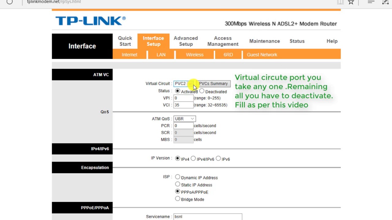 TP-Link [TD-W8961ND] 300Mbps Wireless N ADSL2+ Modem Router Configuration for BSNL Broadband