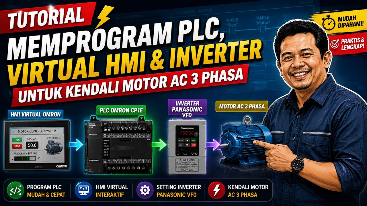Tutorial Memprogram PLC, Virtual HMI dan Inverter Untuk Kendali Motor AC 3 Phasa