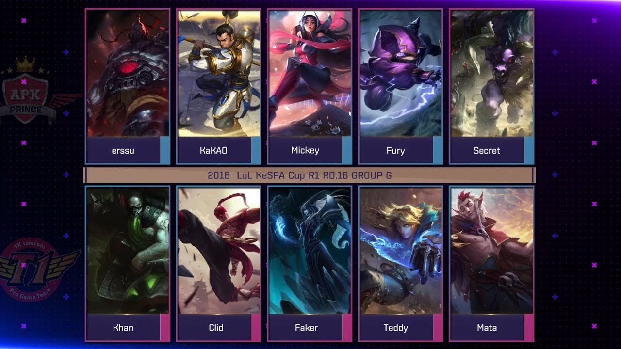 [2018 LoL KeSPA Cup] SKT vs APK - 1Round Ro16 Group G Game 1