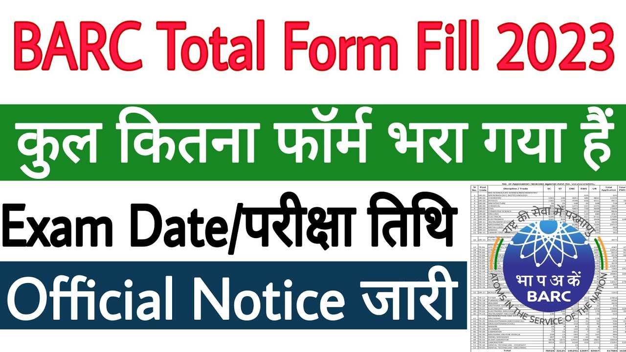 BARC Total Form Fill 2023 || BARC Exam Date 2023 || BARC Official Notice || BARC Admit Card 2023
