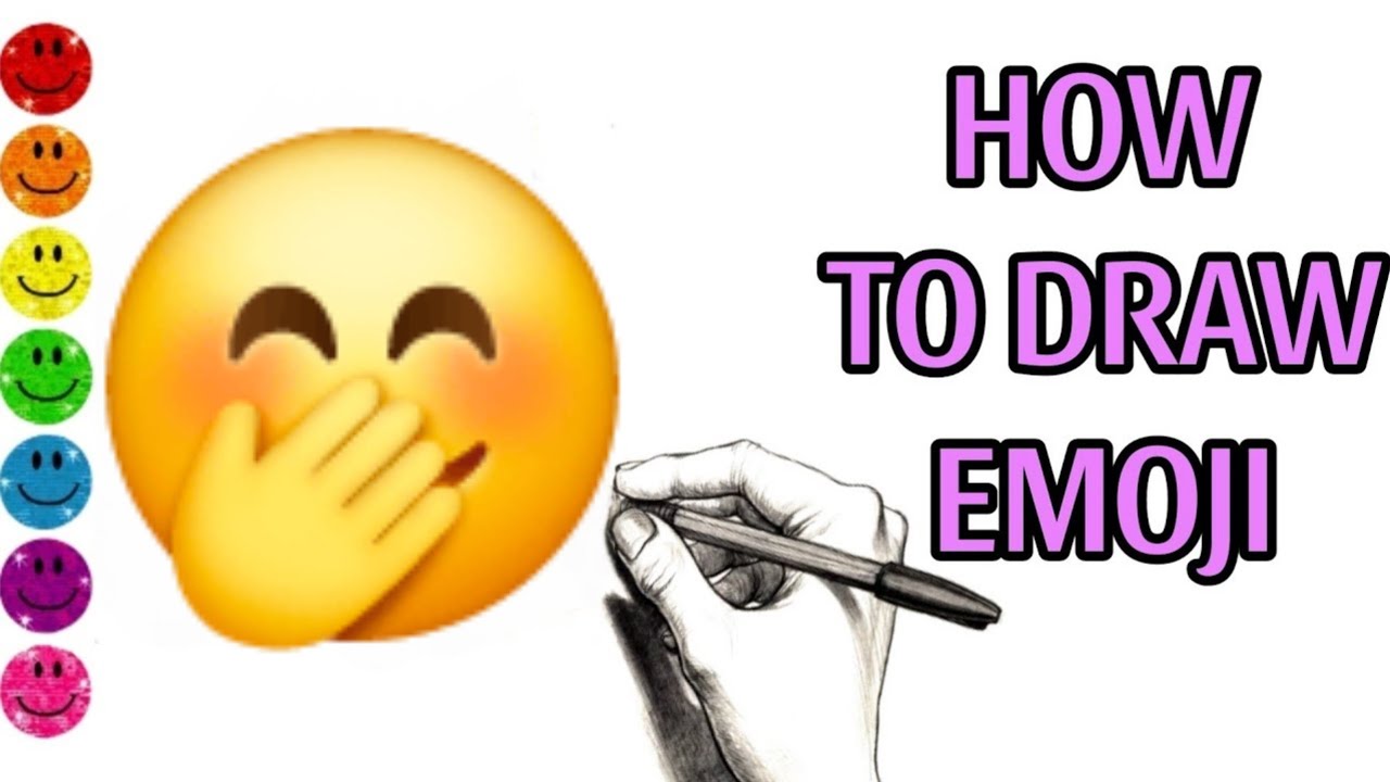 HOW TO DRAW THE FACE WITH HAND  OVER MOUTH EMOJI 🤭