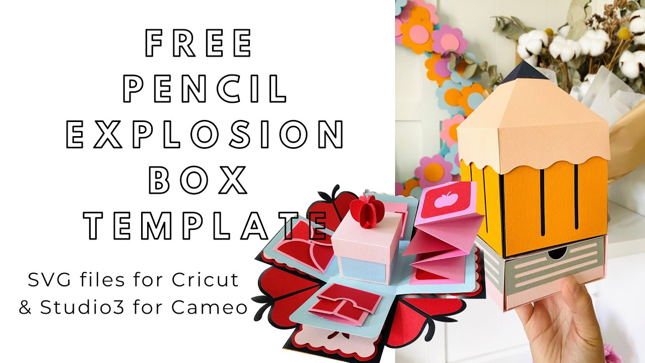 Fun School Craft project. FREE Cricut and Silhouette Cameo paper templates - Pencil Explosion Box