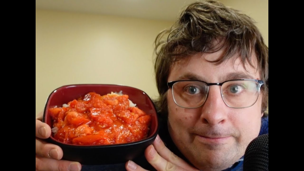 ASMR Eating rice and tomatoes, no talking, mukbang, eating sounds, looped video
