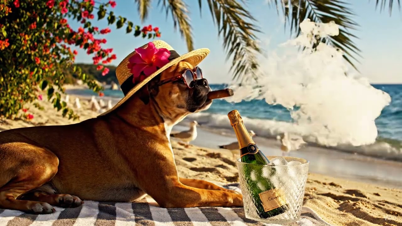 Lola Boxer Cigar Traveling Dog Beach Vacation