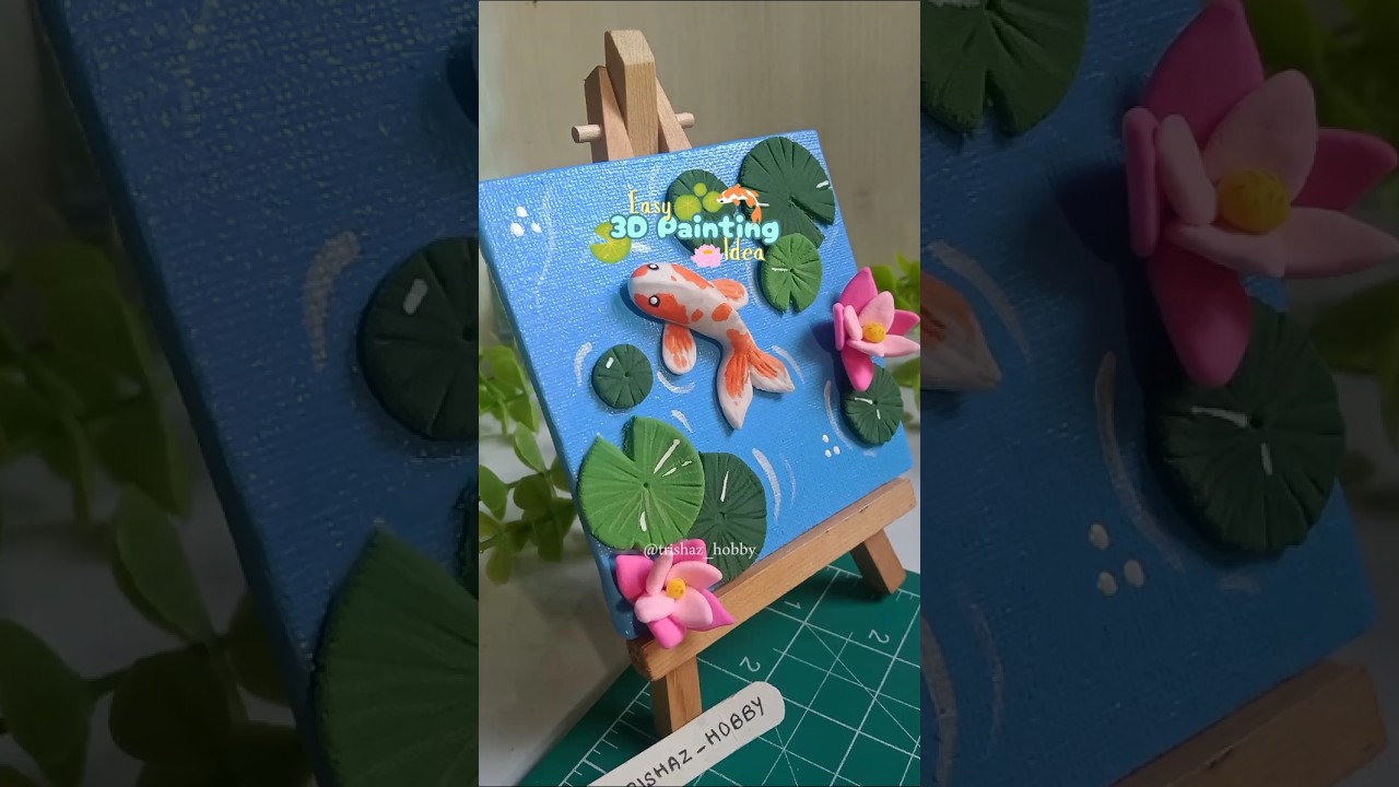 Easy Canvas Art Idea 🌸✨Clay on Canvas #viralvideo #shorts #clay #diy #superclay