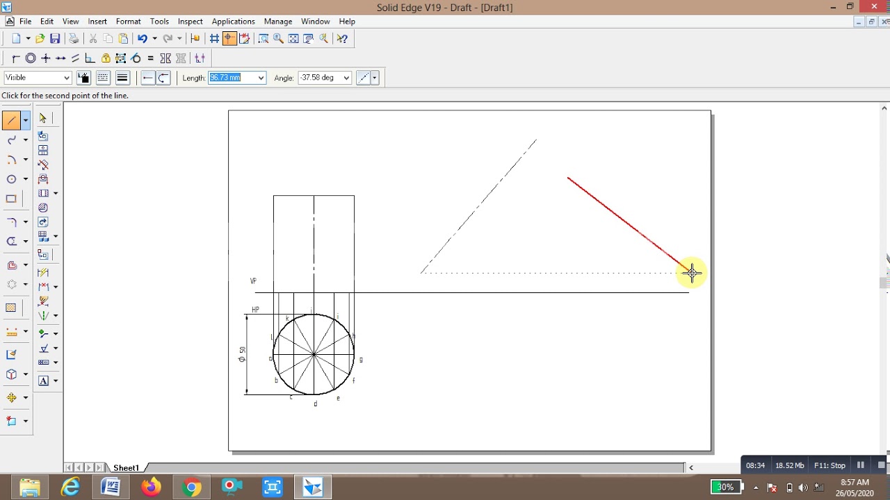 Development  of a cylinder by use of Solid Edge By Prof T S Vandali