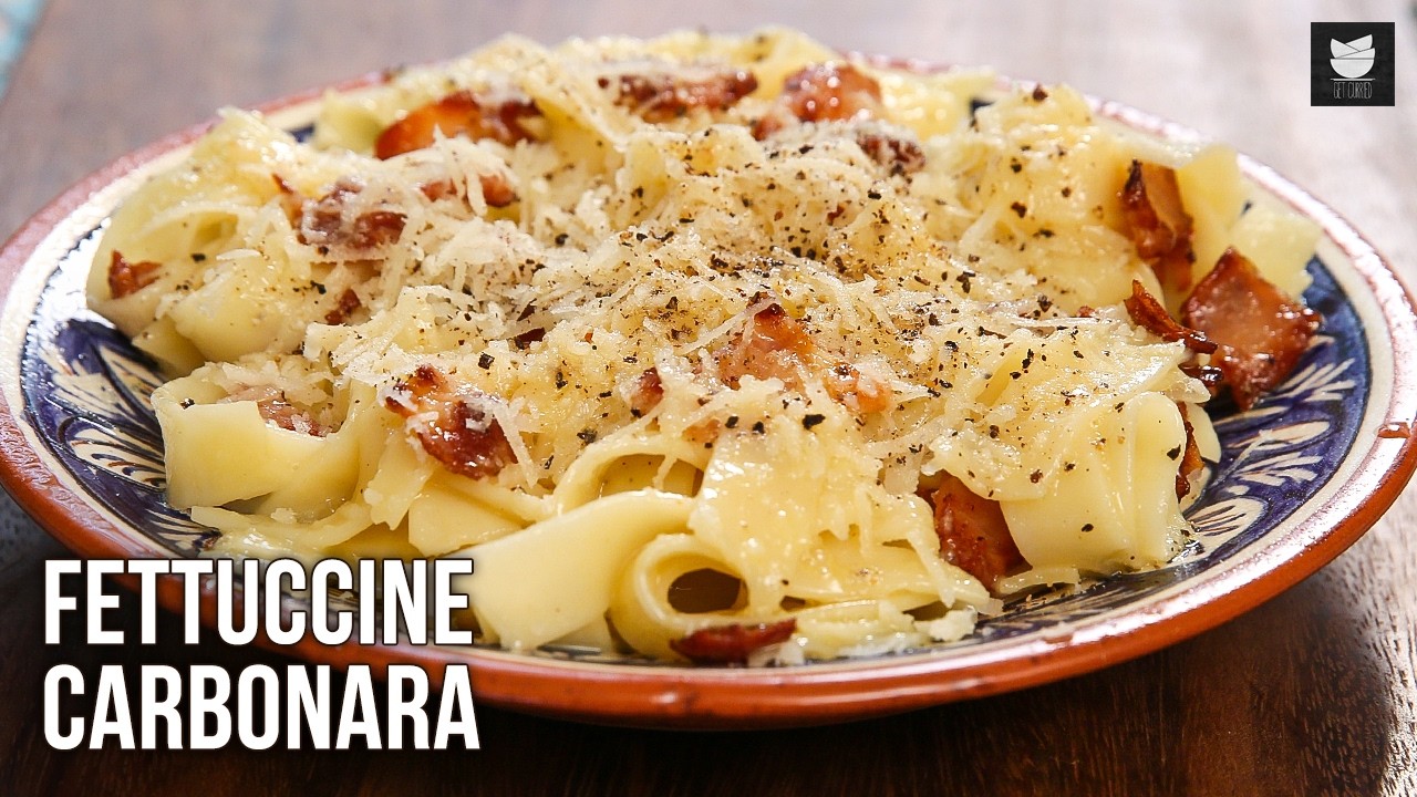 Creamy Fettuccine Carbonara Recipe | How To Make Carbonara in 10 minutes | Italian Pasta