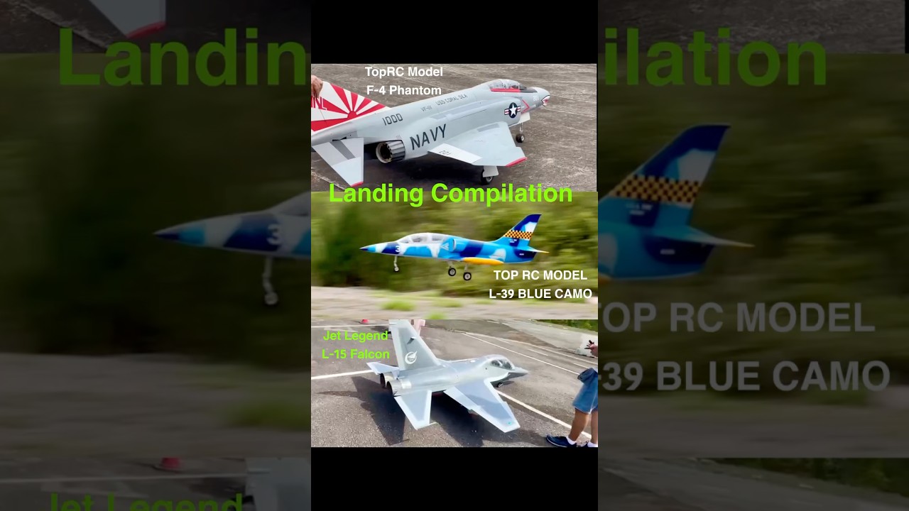Landing Compilation - 3 Fighters Turbine Jet (F-4/ L-39/ L-15) #rcwarbird #toprc #warbird