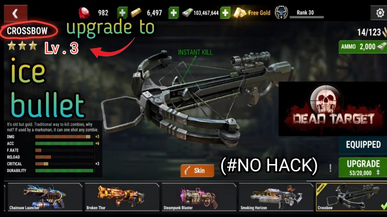 Dead Target: Zombie 🧟 || Upgrade crossbow to Level 3🔥|| Ice Bullet 15%🥶 || Crossbow Event 😈