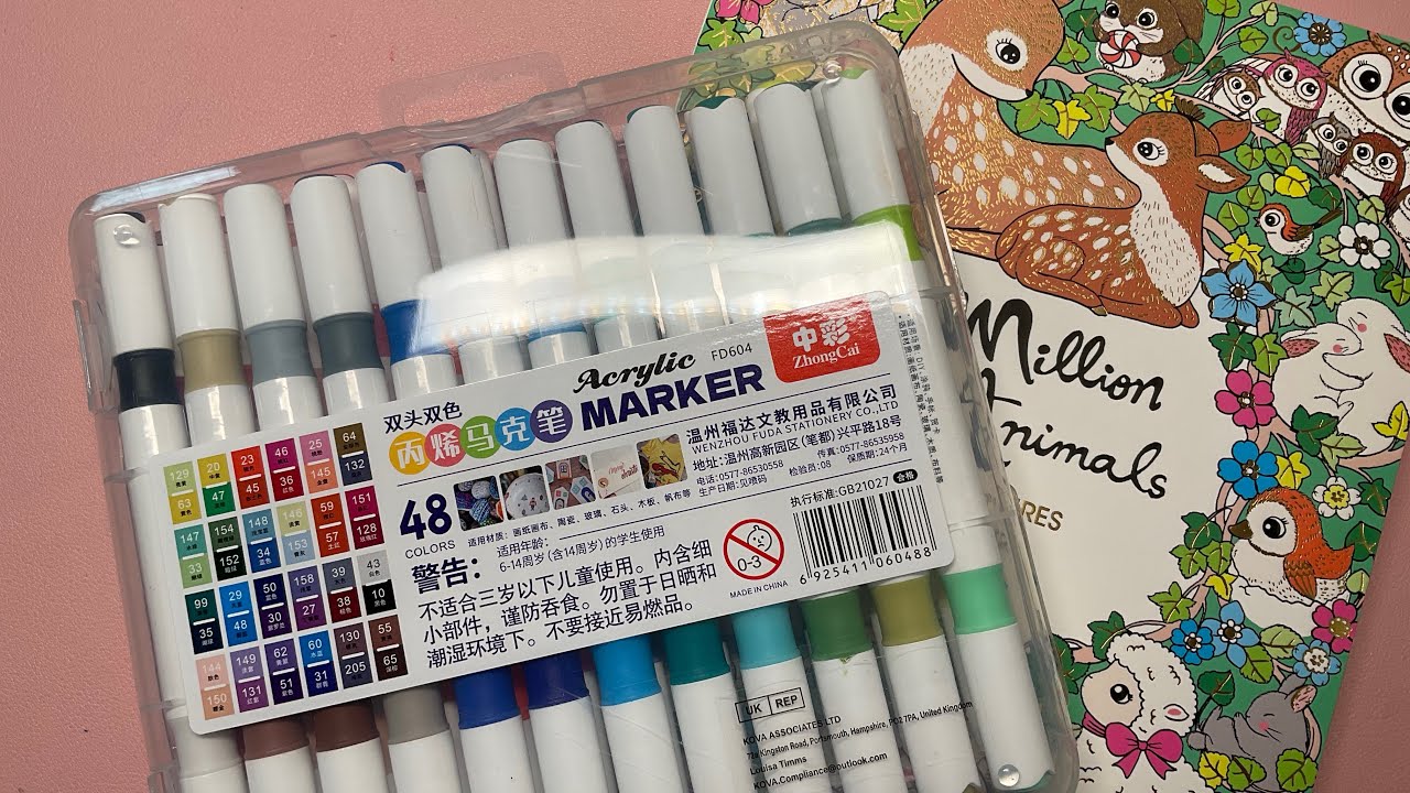 Lightwish 48 acrylic markers including using them for a background | Adult Colouring
