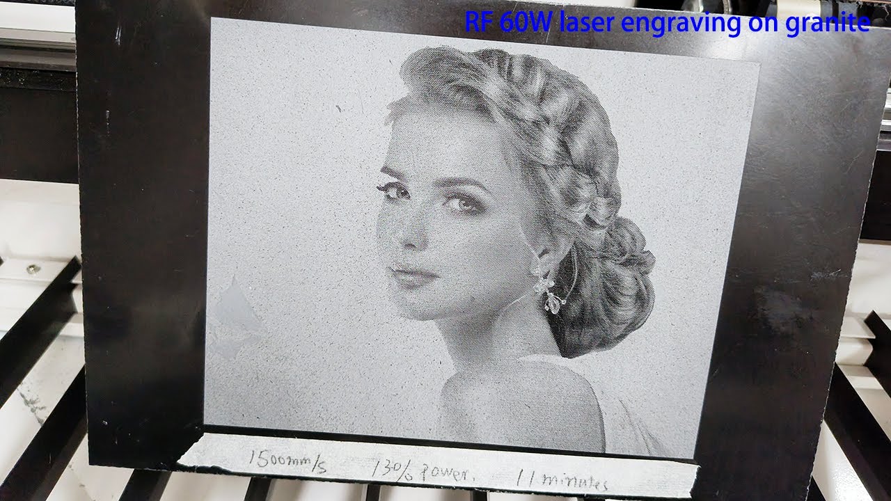RF 60W granite stone laser engraving co2 laser engraving machine with high resolution ratio 4000dpi