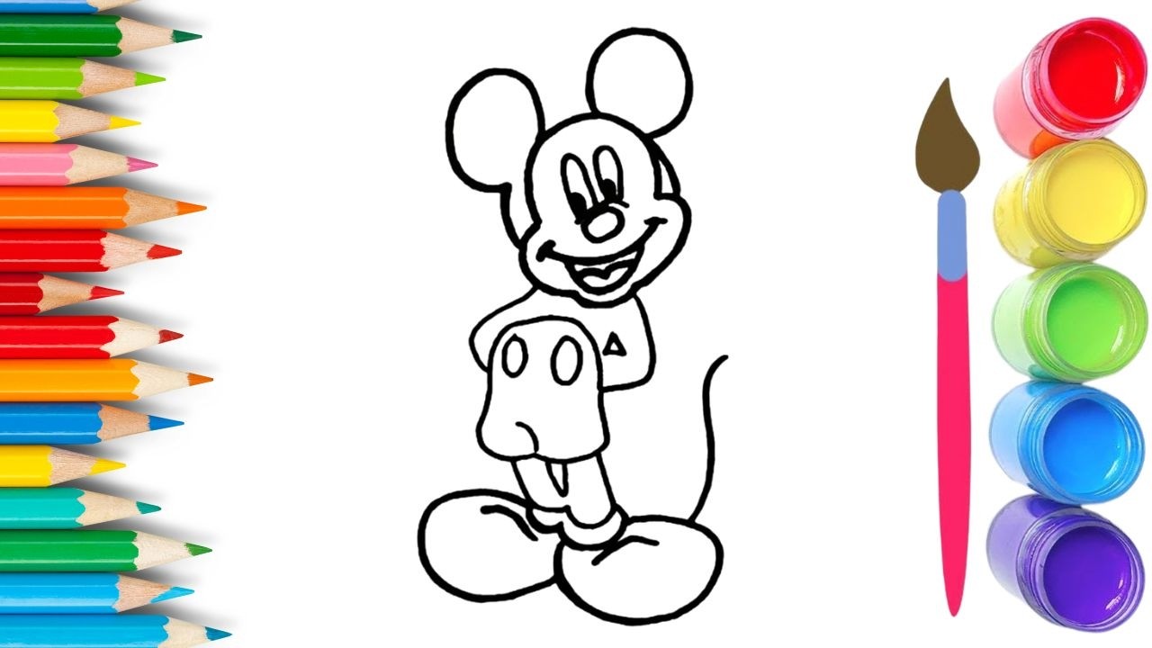 How To Draw cute Mickey Mouse Drawing, Painting & Coloring For Kids and Toddlers_🌈🎨