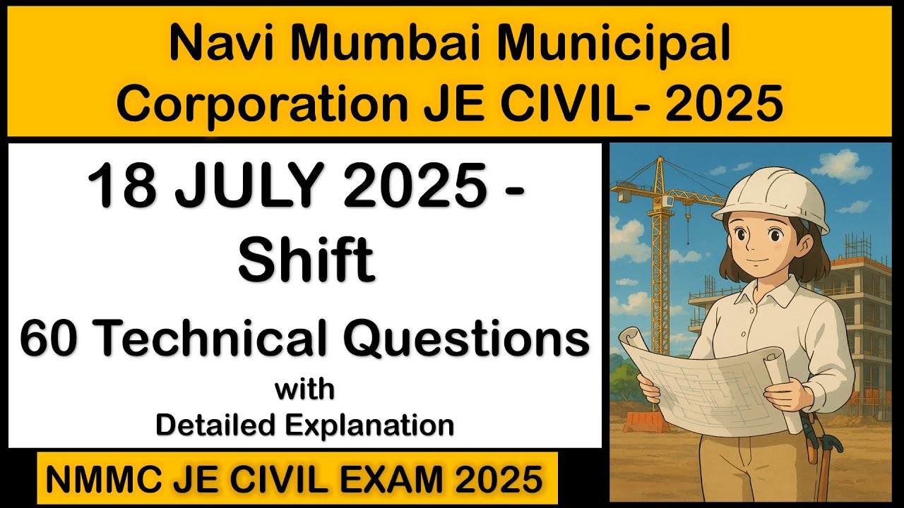 NMMC JE Civil Engineering | 60Q Technical Questions | Navi Mumbai Municipal Corporation JE CIVIL