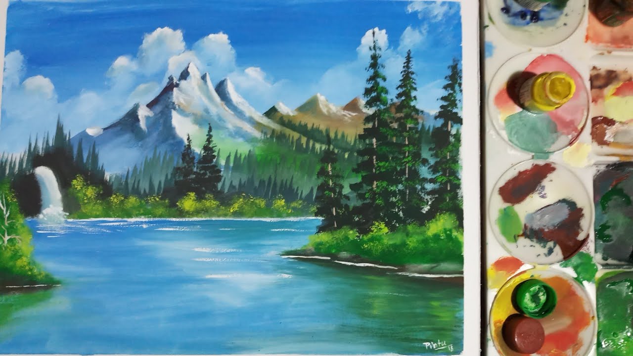 How to paint a simple landscape with Poster Colour | Natural Scenery Painting