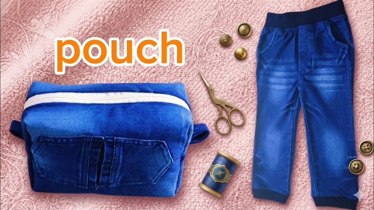 #diycrafts  #easy to make #a pouch from baby jeans 👖