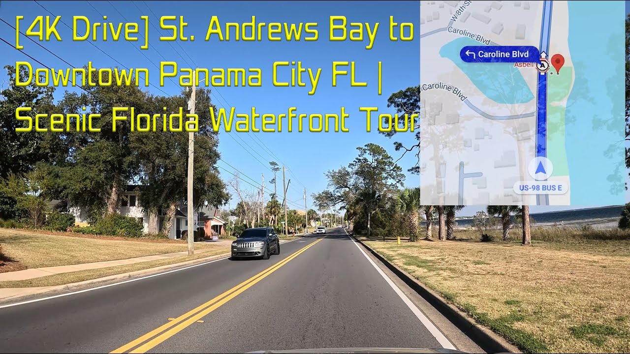 [4K DRIVE] St Andrews Marina West Beach Drive to Downtown in Panama City Florida USA Tour Vlog