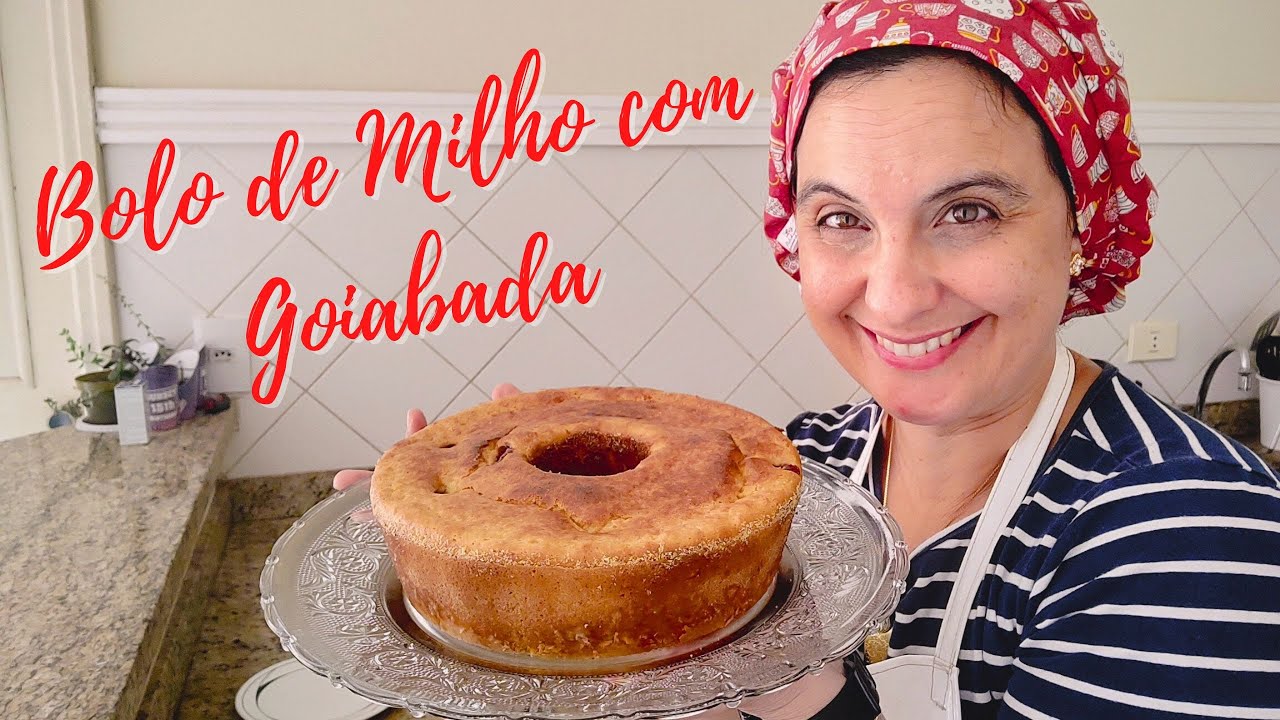 BOLO DE MILHO COM GOIABADA (SEM OVOS, SEM LEITE, SEM FARINHA E SEM ÓLEO)!  #bolofacildefazer