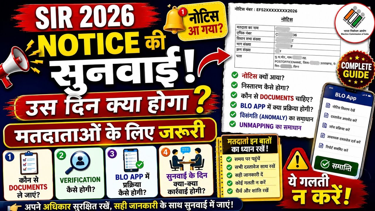 SIR 2026🔥| Notice की सुनवाई वाले दिन क्या होगा? | Hearing की पूरी प्रक्रिया! | मतदाताओं के लिए जरूरी