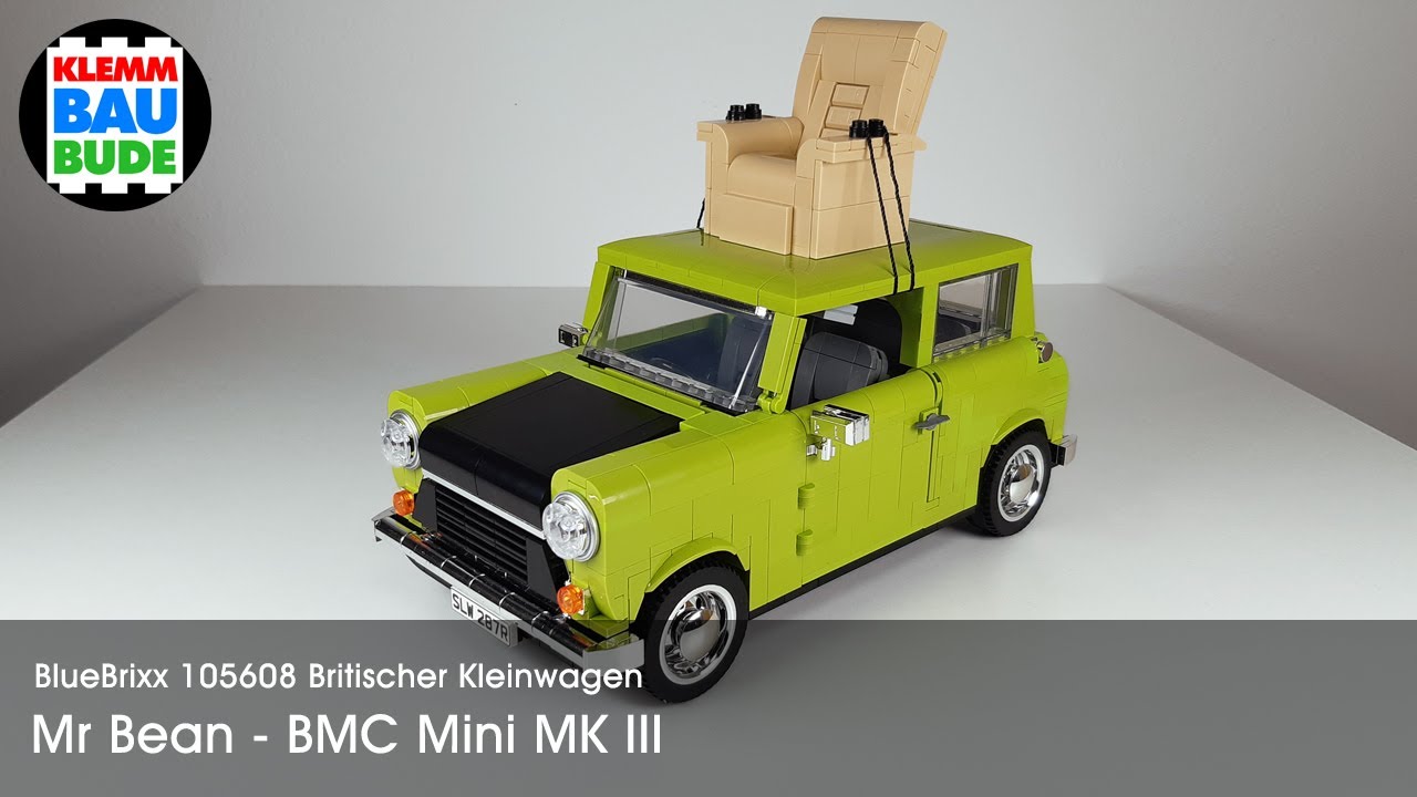 BlueBrixx 105608 Britischer Kleinwagen – Mr Bean BMC Mini MK III – modifiziert, Chrome, Prints