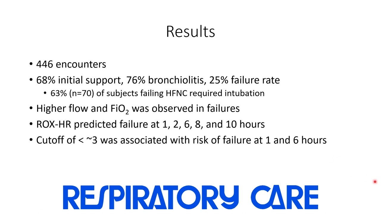 Predicting HFNC Failure Using the Pediatric ROX-HR Index - Video Abstract - Andrew Miller