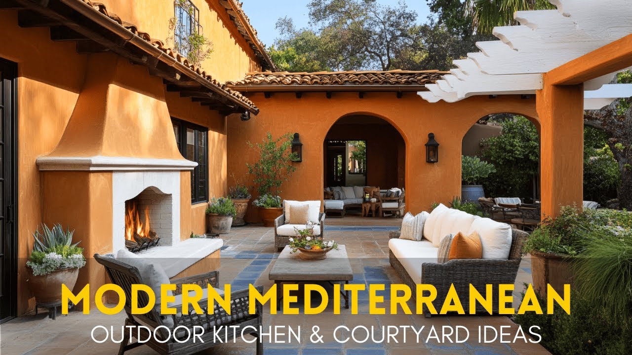 Modern Mediterranean Home Tour: Spring Colors for Outdoor Kitchens & Courtyards