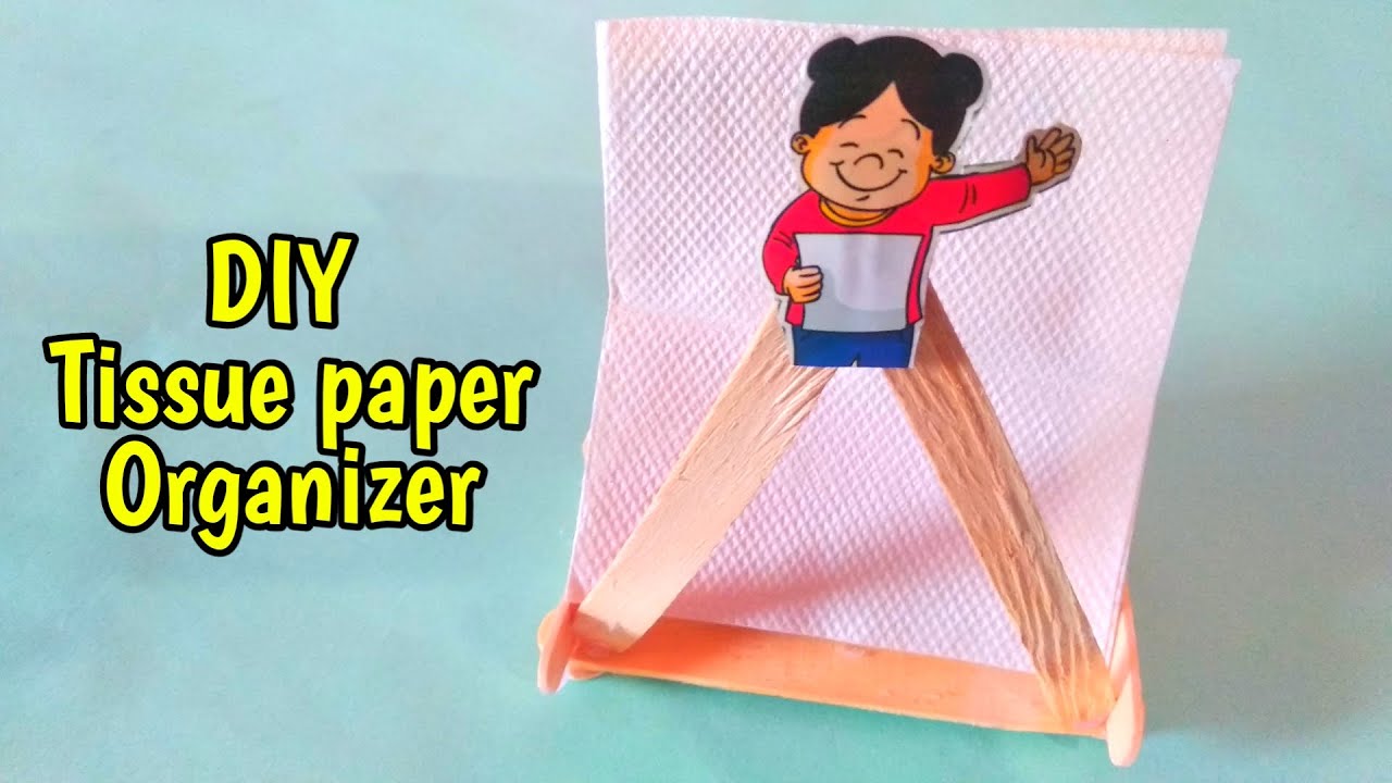 DIY Tissue paper organizer | How to make tissue paper organizer | Ice sticks organizer|