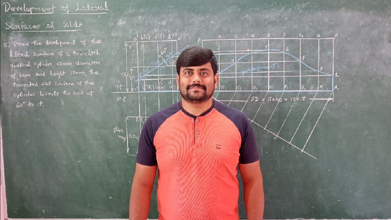 51 - Development of lateral suface of truncated vertical cylinder- Module 4 - Eng. Grap. by GURUDATT
