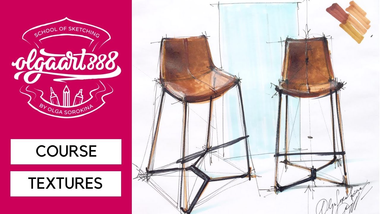✏️TEXTURES IN INTERIOR DESIGN DRAWING: video course (promo)