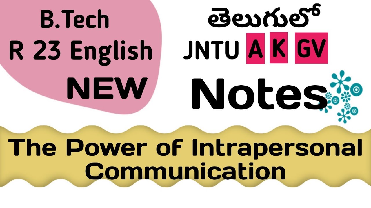 The Power of Intrapersonal Communication Notes in Telugu I JNTUA JNTUK JNTUGV Btech R23 English