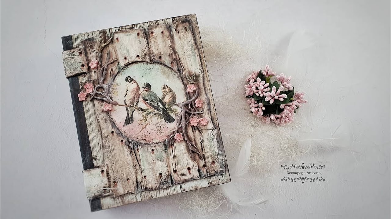 Decoupage # book,  box with birds #ITDCollection  #pentart # DIY tutorial...