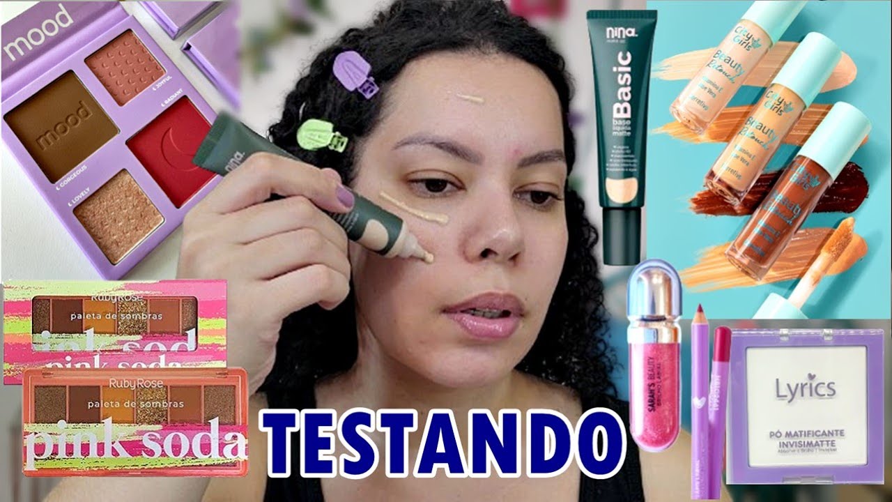 TESTANDO MAKES  da 25 de MARÇO | Pó Lyrics, Base Nina Makeup , Paleta Ruby Rose e mais...