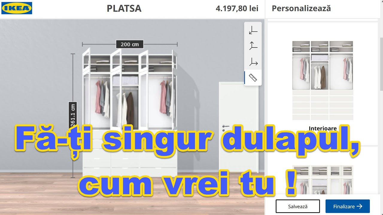 Configurator pentru dulap personalizat Ikea Platsa
