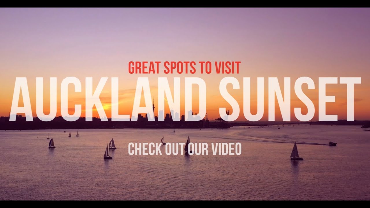 4K HD Auckland City Skyline with a Fiery Sunset Sailing Rowing Waitemata Harbour Skytower