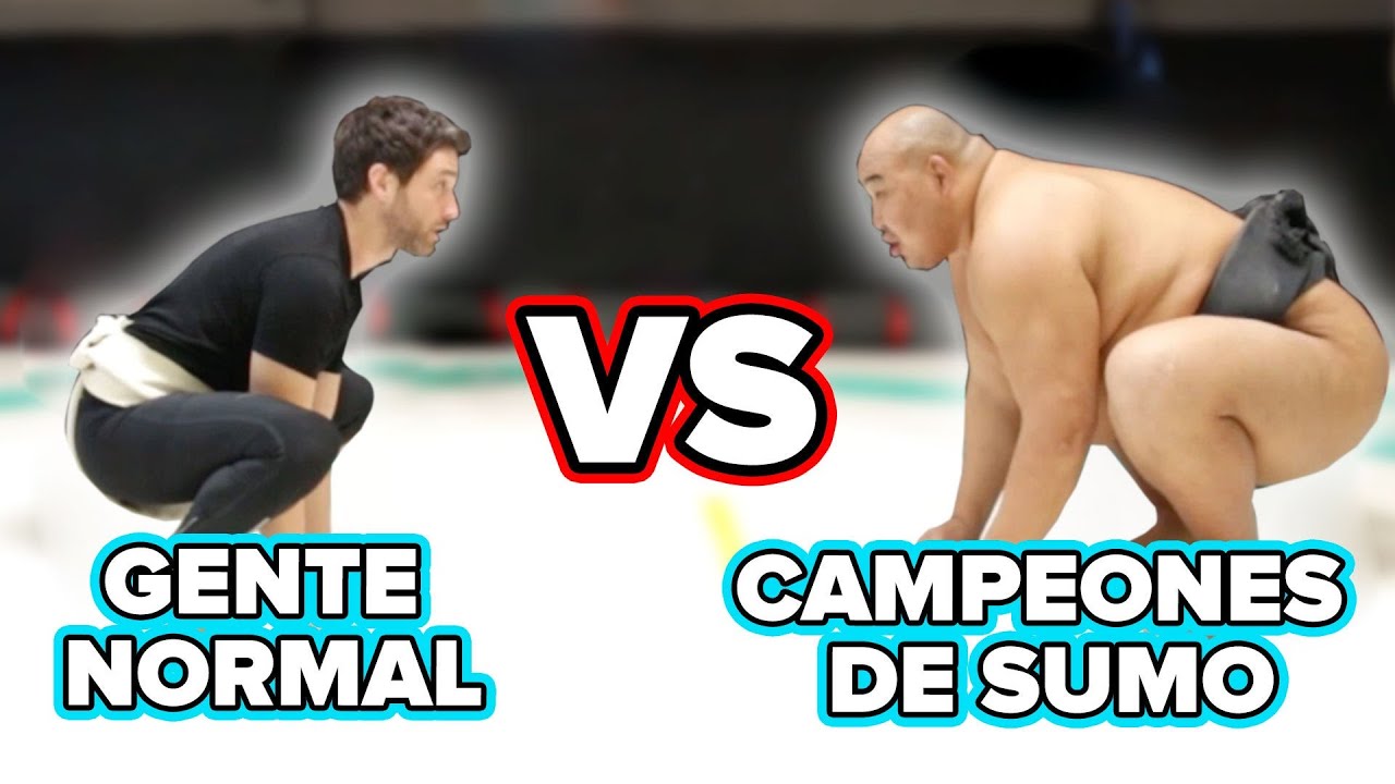 Gente normal lucha contra campeones de sumo