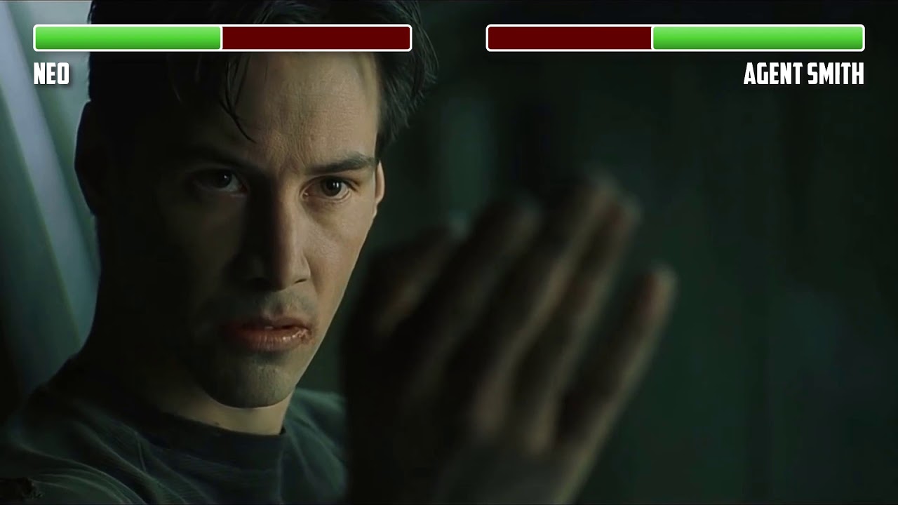 Neo vs. Agent Smith WITH HEALTHBARS | Subway fight | HD | The Matrix