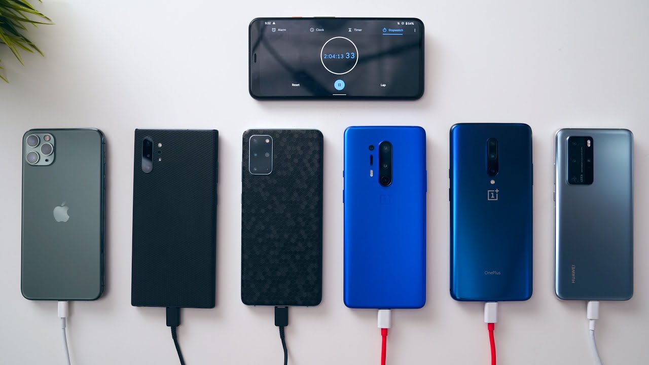 OnePlus 8 Pro vs Galaxy S20+ vs iPhone 11 Pro vs P40 Pro vs Samsung Note 10+ Charge Test!