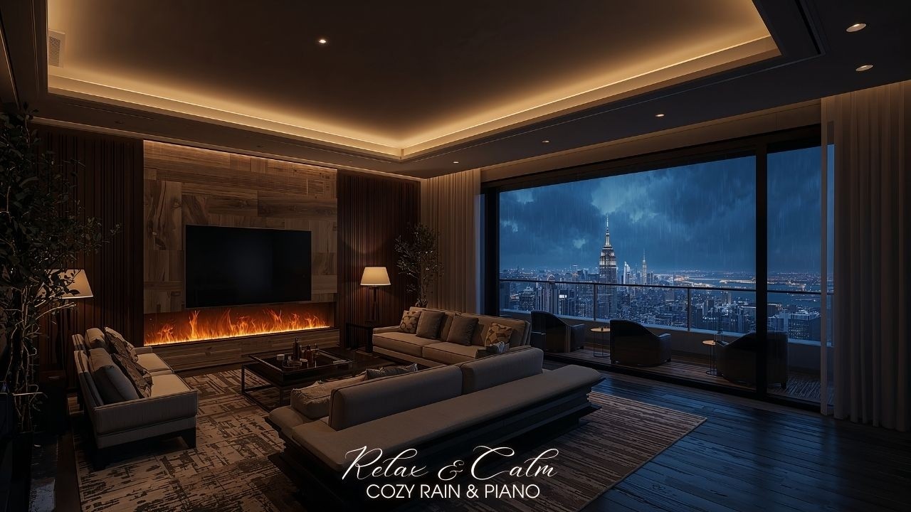 Luxury Urban Rain & Soft Piano 🌧️✨ | Deep Sleep, Stress Relief, Night City Calm