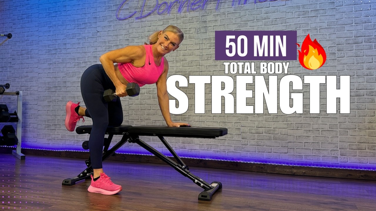 50 Min Total Body Burn 🔥 Dumbbells + Bench | Get Stronger