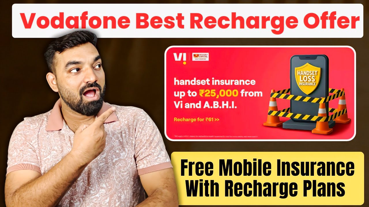 Vi Best Recharge Offers :- ₹25000 Mobile Insurance With Recharge Plans #telecomnews #vodafoneidea