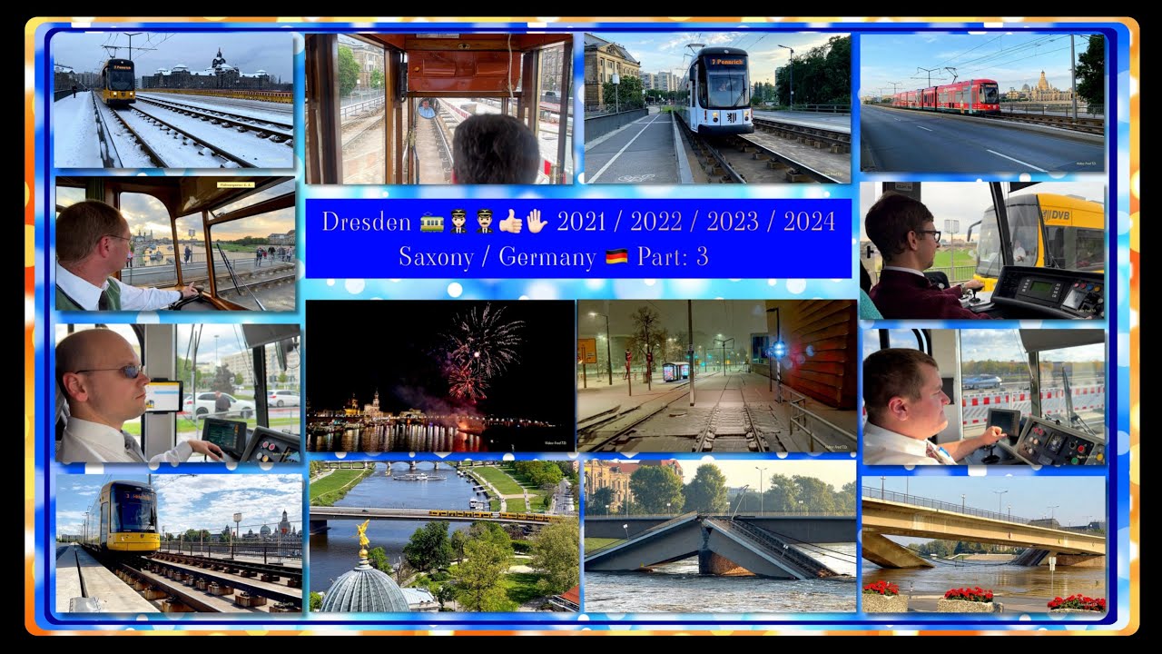 Dresdner Straßenbahn-Impressionen und die Carolabrücke in Dresden / Teil:3 / Lange Videoversion