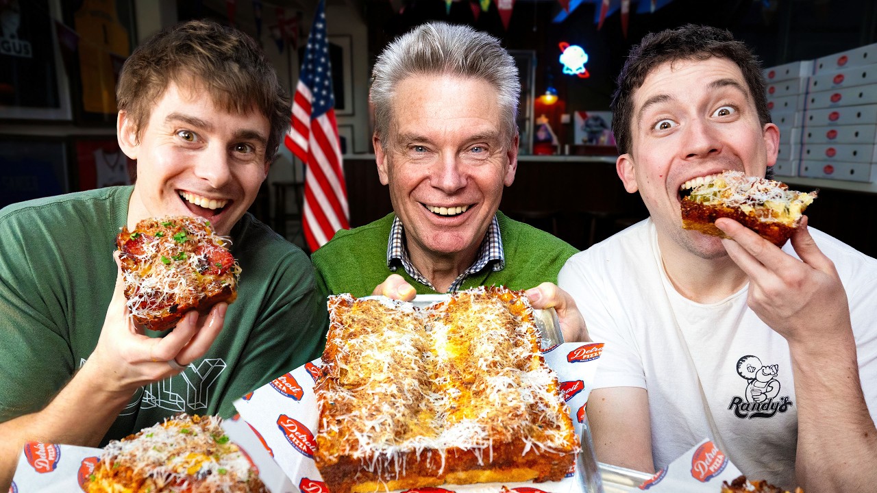 British Grandad tries Detroit Pizza for the first time!