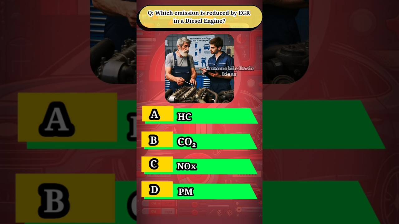 Which emission is reduced by EGR in a Diesel Engine?