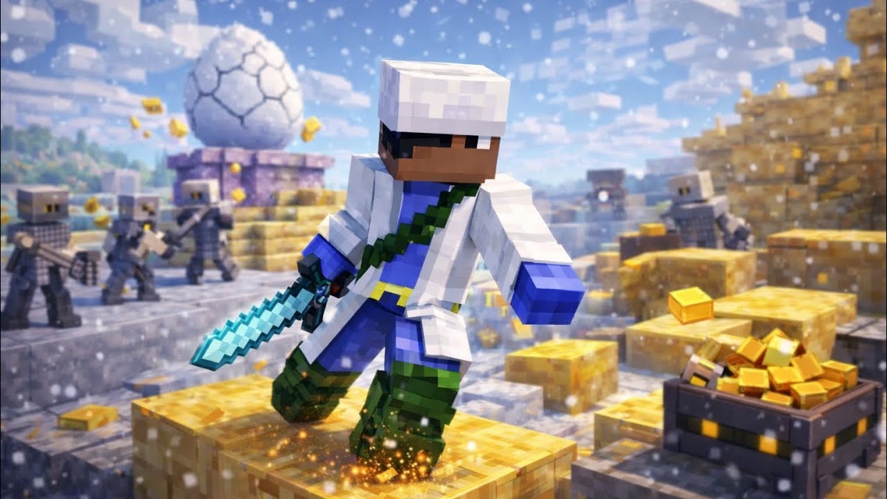 كيوب كرافت/أول مره ألعب حرب البيض team solo🥚🥚🥚