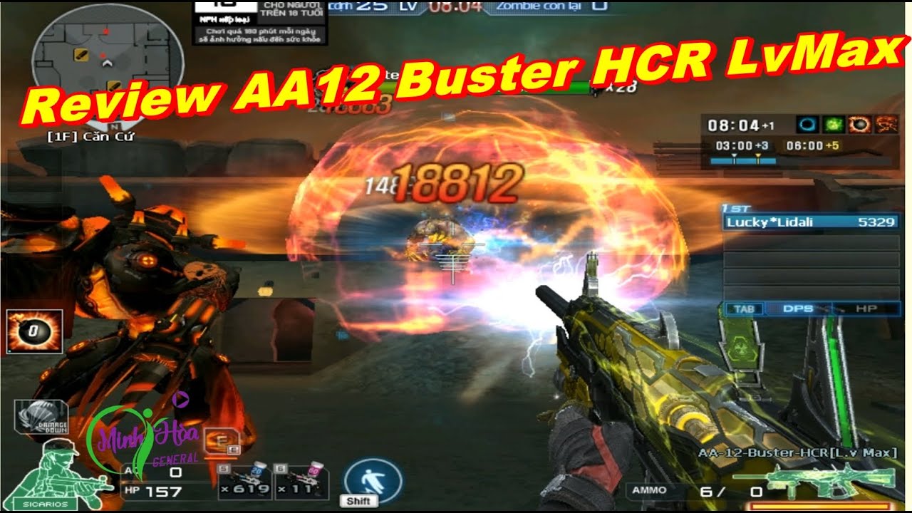[Đột Kích Việt Nam] Review AA-12 Buster HCR Lv.Max săn hòm vàng trong stage 25 map 3 trong rank AI