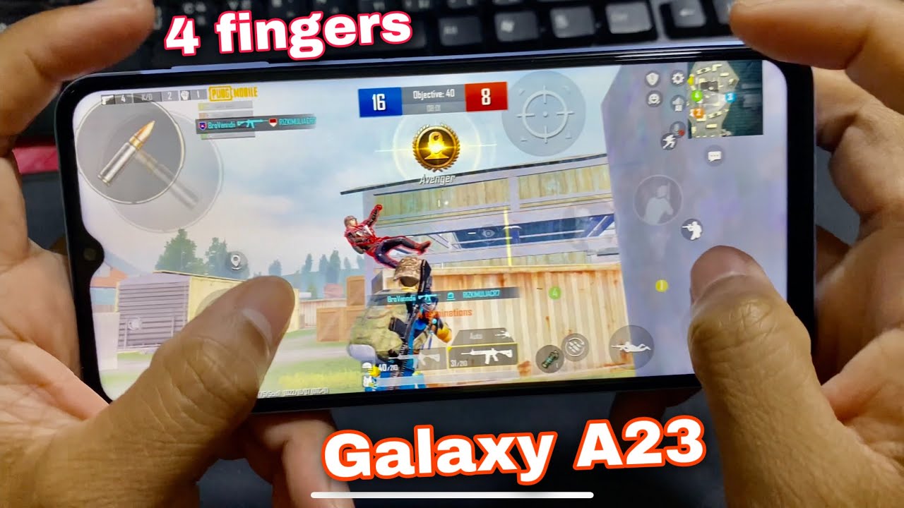 បាញ់ Handcam Samsung Galaxy A23 PUBG mobile 4 finger claw full gyroscope #testgaming