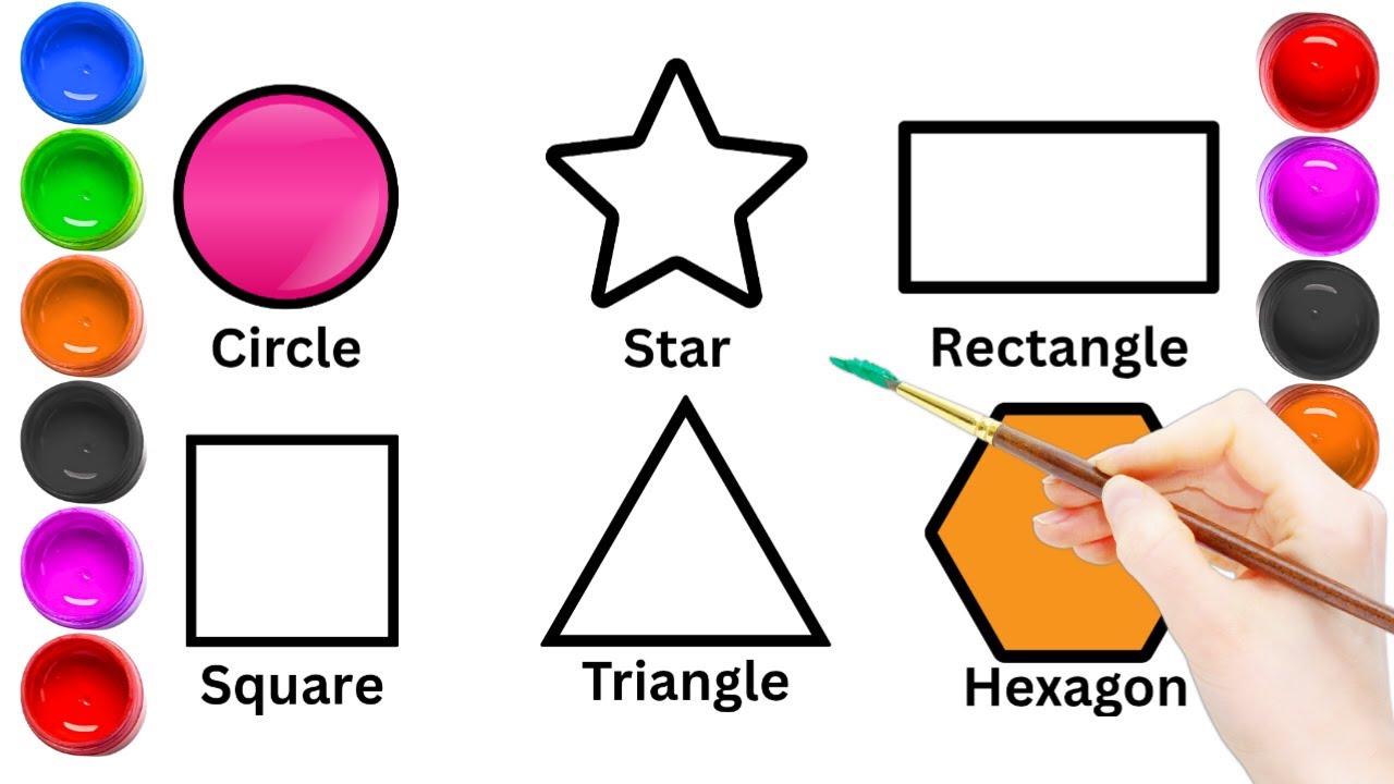 Drawing 0106. Shapes ki Drawing 🎨🎨|| painting & coloring for kids || Circle || Oval  || Hexagon