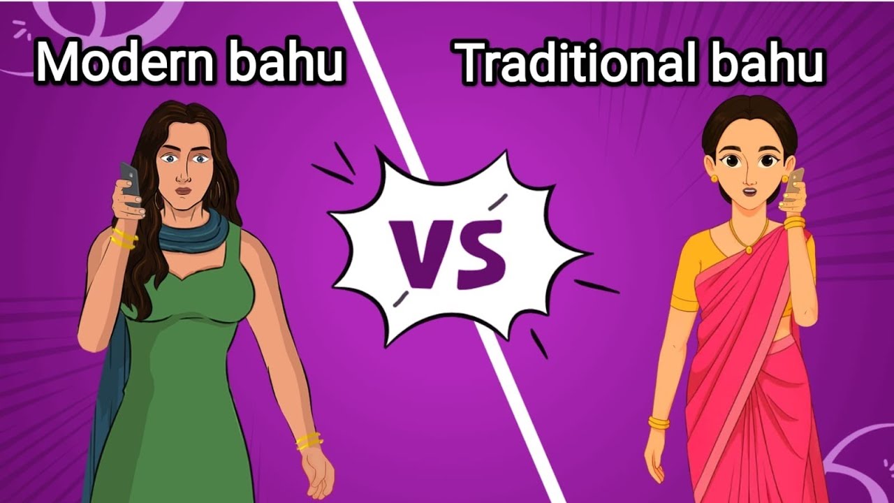 Modern Bahu VS Traditional Bahu @dadinanikikhaniyan #hindistories #cartoon #hindikahanian 