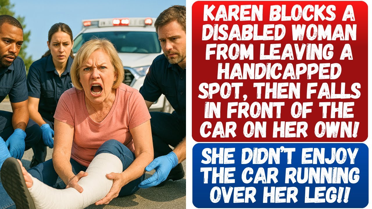 KAREN GETS RUN OVER AFTER SHE TRIED BLOCKING A DISABLED WOMAN FROM LEAVING A HANDICAPPED SPOT!!!