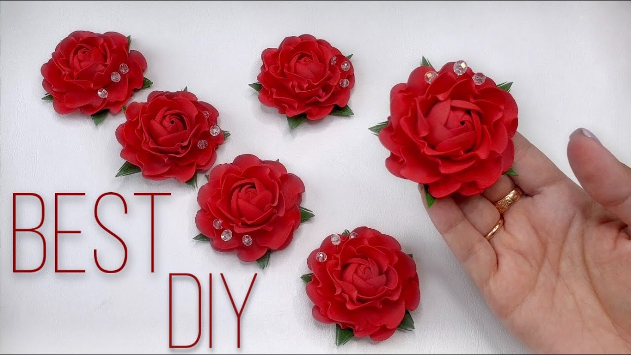 🌹Розы из фоамирана🌹 ШИКАРНАЯ резинка на пучок своими руками. Мастер класс
